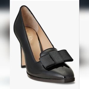 Black Patent Leather Heels with Bow